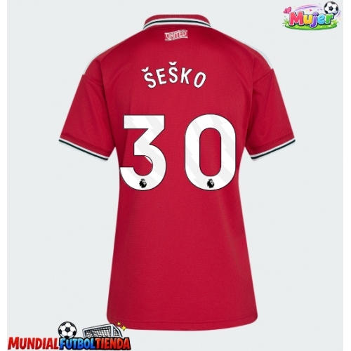 Camiseta Manchester United Benjamin Sesko #30 Primera Equipación Replica 2026-27 para mujer mangas cortas
